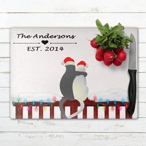 Personalized Holiday Glass Cutting Boards